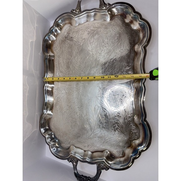 Vintage Large Silver Tray With Handles. F.B.  Rogers Heavy - Picture 3 of 4